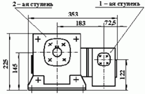Габаритные и присоединительные размеры редуктора 2Ч 40/63